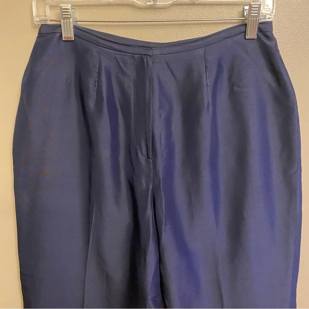 Lauren Ralph Lauren Silk Pants Navy Dress  Size 8 Petite